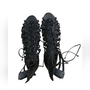 Arezzo Chic Black Lace-Up Heels
